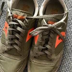 Saucony Jazz original suede and nylon women Green and Orange Sneakers
